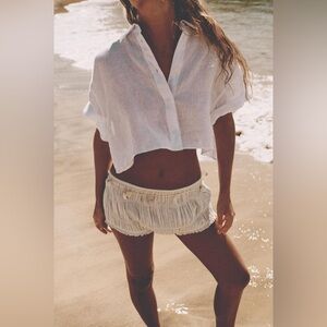 ZARA NWT Cropped 100% Linen Shirt Size M